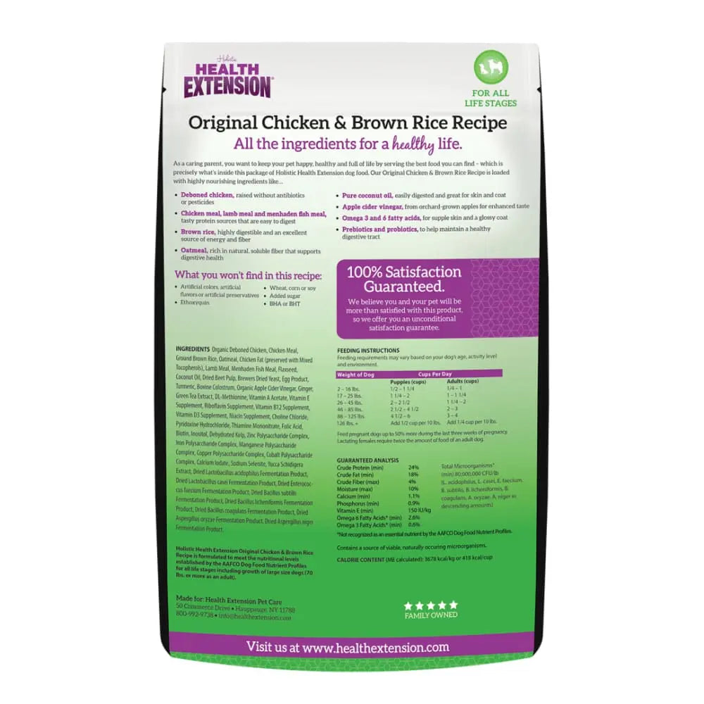 Health Extension Premium Chicken and Brown Rice Dog Food Recipe for All Life Stages