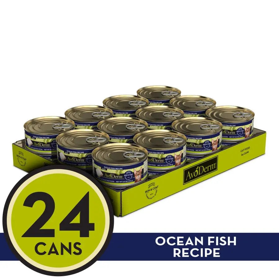 AvoDerm All - Natural Canned Wet Cat Food with Ocean Fish Formula, Pack of 24 Cans, Each 5.5 Ounces