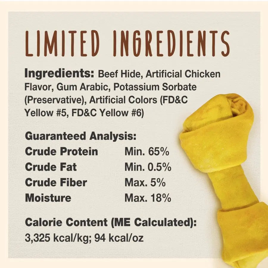Cadet Premium Beef Hide Knotted Dog Chews, 4 - 5 Inches Long, 1 Pound Pack for Canine Enjoyment