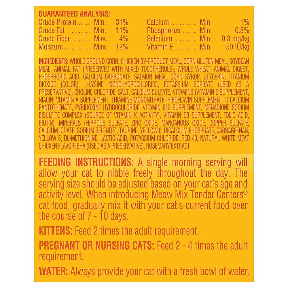 Meow-Mix Dry Cat Food with Tender Centers in Irresistible Salmon and Chicken Flavors