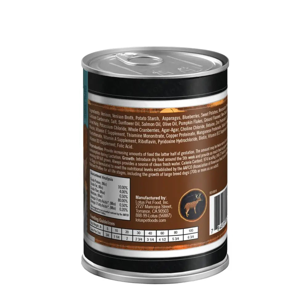 Lotus Premium Grain - Free Canned Venison Stew Dog Food for All Dog Life Stages