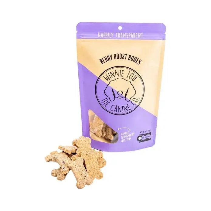 Winnie Lou 4 oz Grain - free Berry - flavored Boost Bones Dog Treats