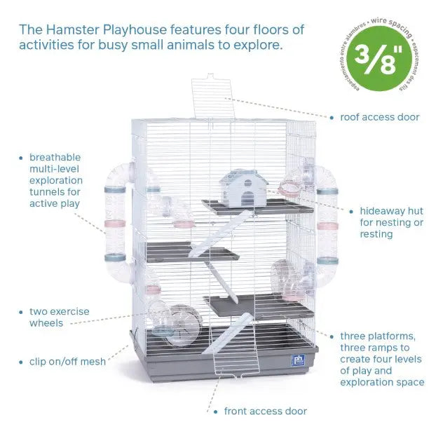 Prevue Pet Products Deluxe Hamster and Gerbil Playhouse Cage with Ramp and Multiple Accessories