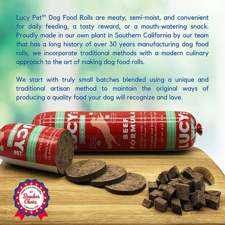 Lucy Pet Brand Premium Dog Food Roll with Beef Flavor for Canine Nutrition