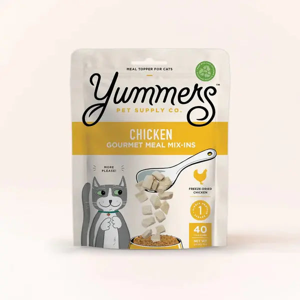 Yummers Premium Freeze-dried Chicken Gourmet Mix-in as a Delectable Food Topper for Cat Meals, 2.5 oz.