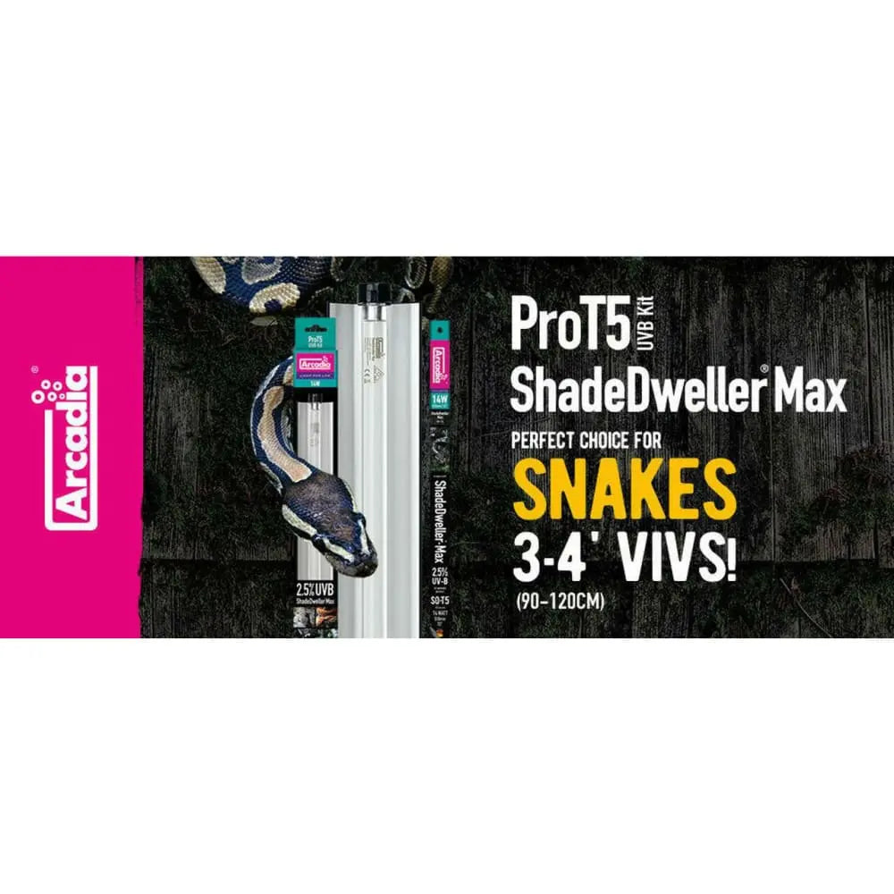 Arcadia Pro T5 ShadeDweller-Max 14W UVB Kit for Snake and Reptile Habitats
