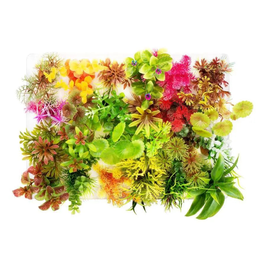 Aquatop Assorted Multi - Colored Plastic Aquarium Plants Boxed Set of 24 Pieces