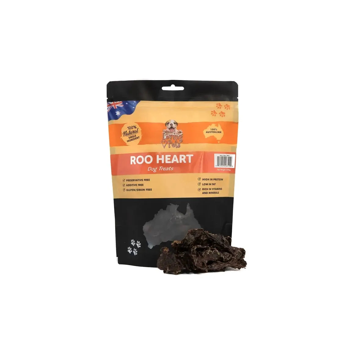 Loving Pets Australia Premium Roo Heart-shaped Dog Chew Treats, 7.05 Ounces