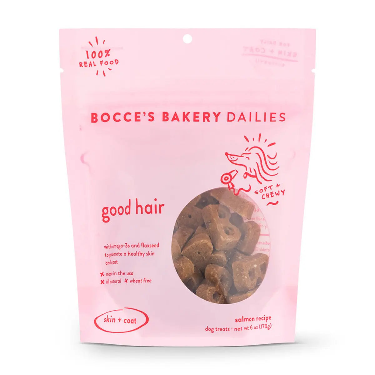Bocce's Bakery Daily Good Hair Dog Treats - 6 Ounce Soft and Chewy Bites for Canine Well - being