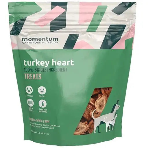 Momentum Carnivore Nutrition 3oz Freeze-Dried Raw Turkey Hearts Dog Treats