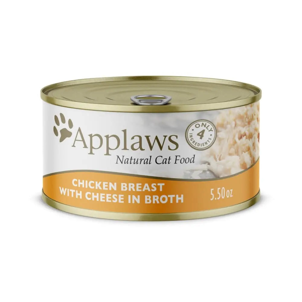 Applaws Premium Natural Canned Wet Cat Food - Chicken Breast with Cheese in Broth, 24 Cans per Case