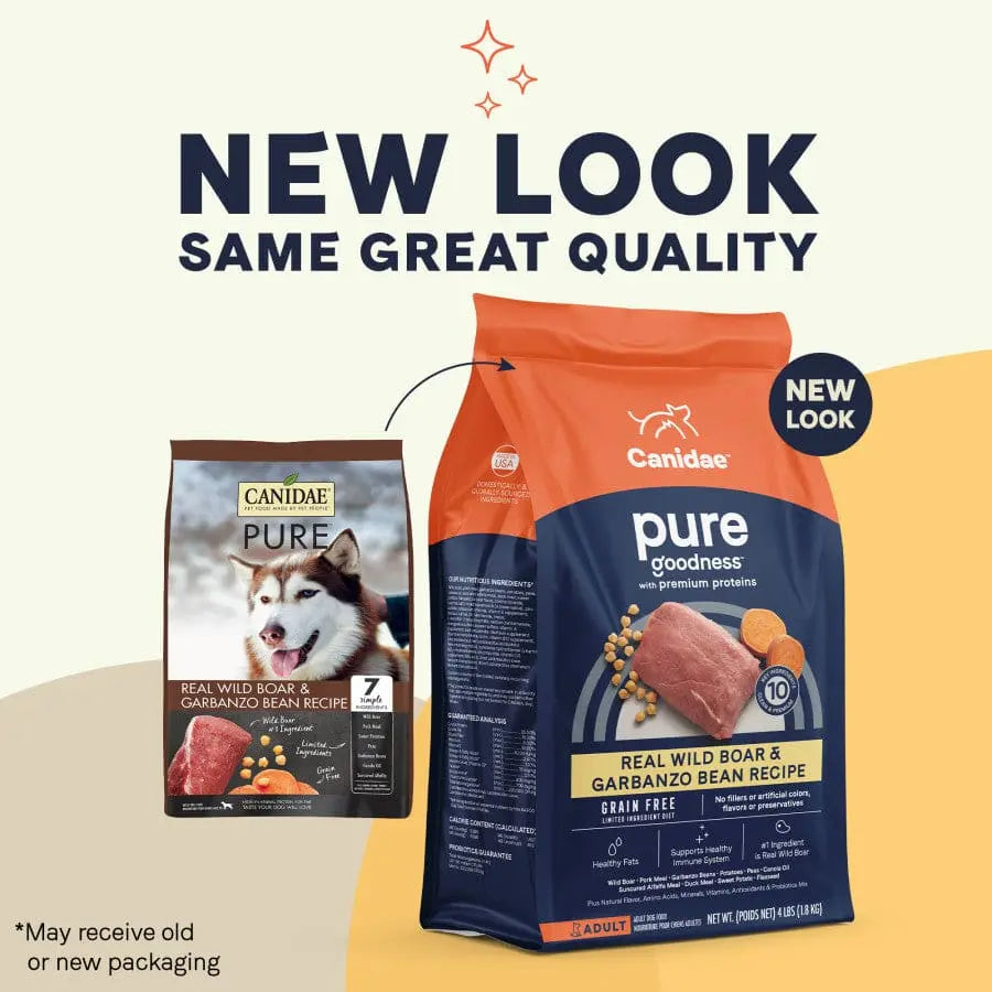 CANIDAE PURE Premium Grain-Free Dry Dog Food with Real Wild Boar and Garbanzo Bean Recipe