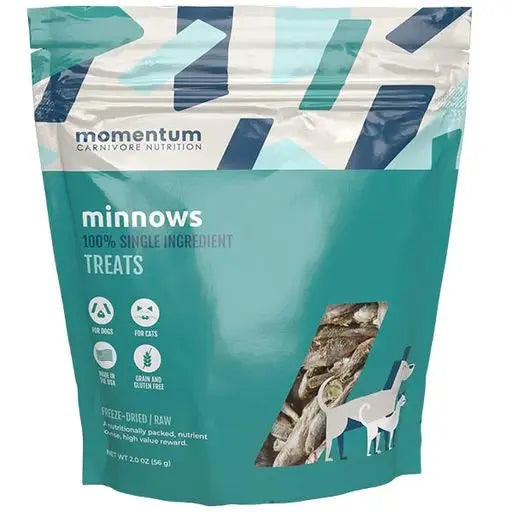 Momentum Carnivore Nutrition High - Quality Freeze - Dried Raw Minnow Dog Treats, 2 Ounce Pack