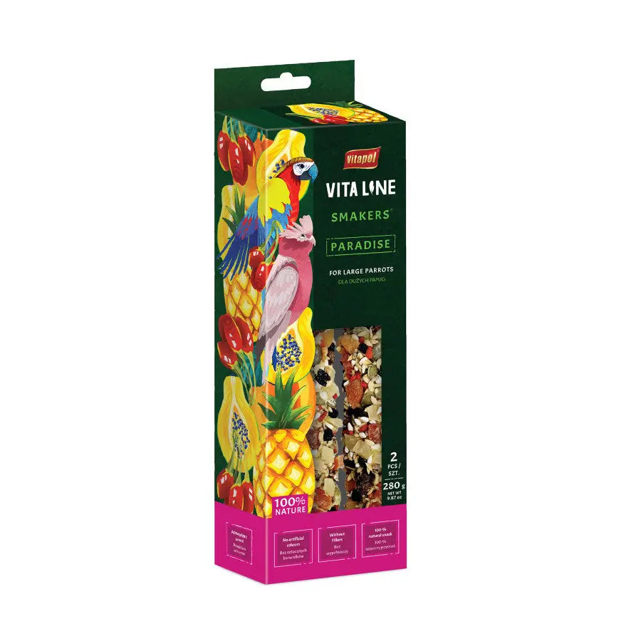 Vitapol Vita Line A & E Cages Smakers Paradise Exotic Bird Food Supplement for Large Parrots, 280 g, Pack of 2