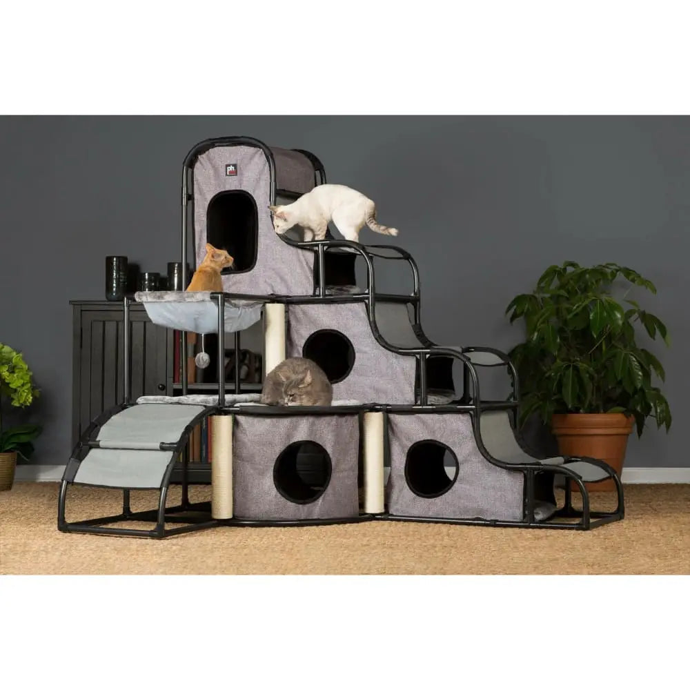 Prevue Pet Products Gray Print Catville Multi - level Cat Tower