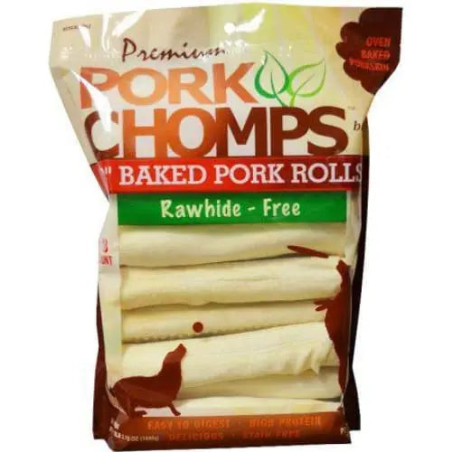 Large-Sized Baked Pork Skin Rolls - Premium Dog Treats - Pork Chomps