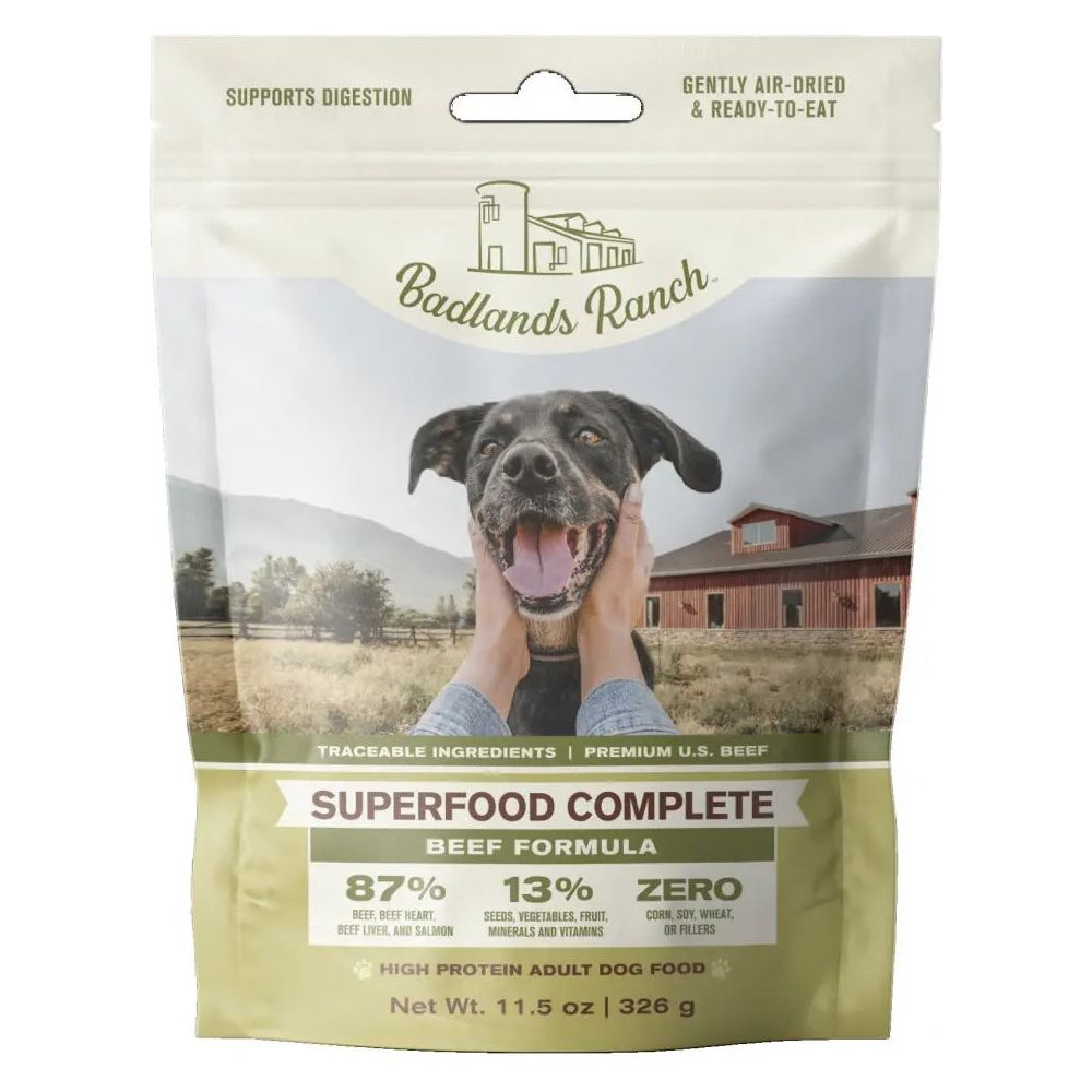 Badlands Ranch Complete Superfood Grain-Free Air-Dried Beef Dog Food for Canine Nutrition