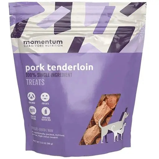 High - Quality Momentum Carnivore Nutrition Freeze - Dried Raw Pork Tenderloin Treats for Dogs, 3.5 Ounces