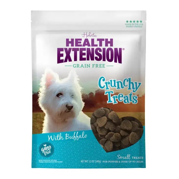 Healthy Extension Small Crunchy Heart - Shaped Buffalo - Based Dog Treats for Puppies and Adult Dogs