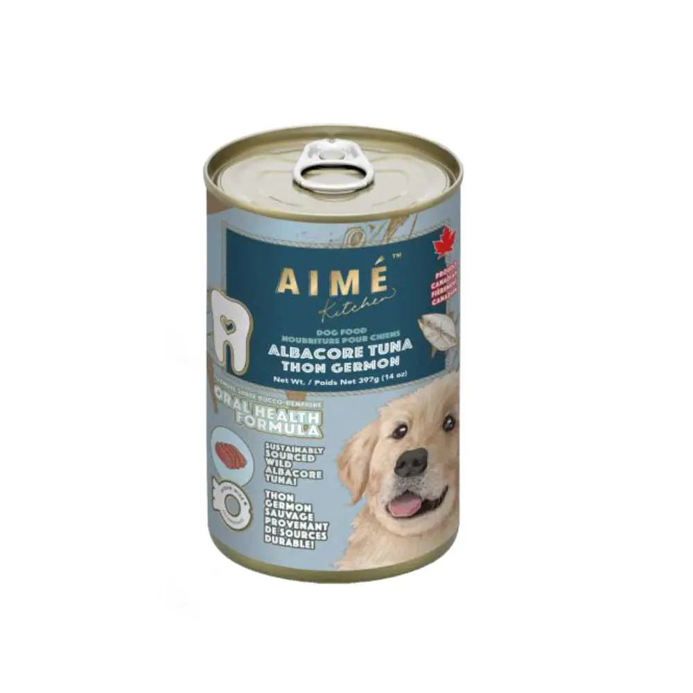 Aime Kitchen Premium Oral Health Canned Wet Dog Food with Wild-Caught Albacore Tuna, 12/14oz Each