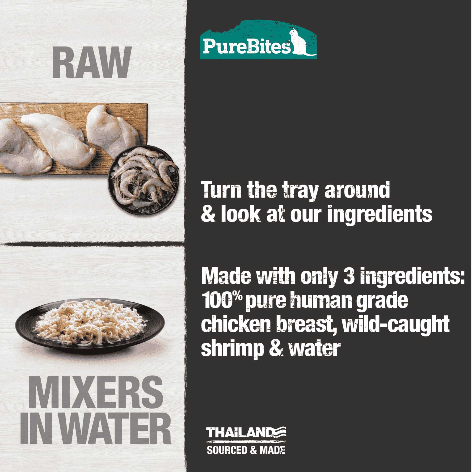 PureBites Mixers Premium Chicken Breast and Wild-Caught Ocean Shrimp in Water Cat Food - Pack of 12 Trays, Each 1.76 oz