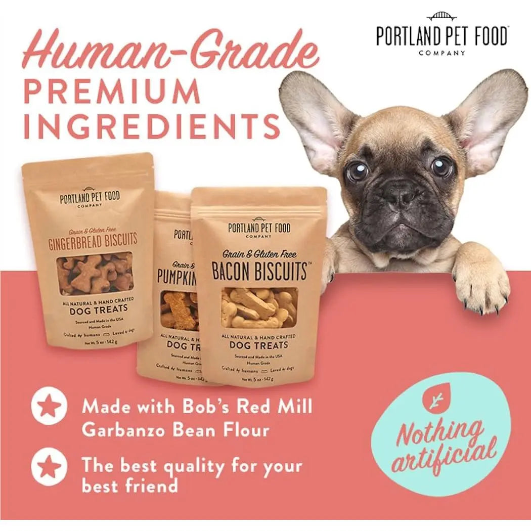 Portland Pet Food Company 5oz Grain-Free and Gluten-Free Bacon-Flavored Dog Treat Biscuits