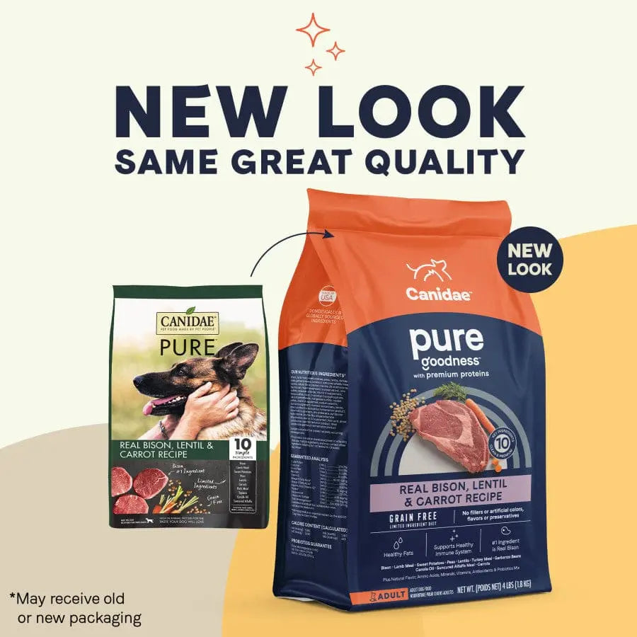 CANIDAE PURE Grain-Free Dry Dog Food with Real Bison, Lentils & Carrots