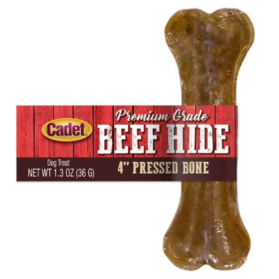 Cadet Premium Quality Pressed Beef Hide Bones - Ideal Dog Chews for Aggressive Chewers