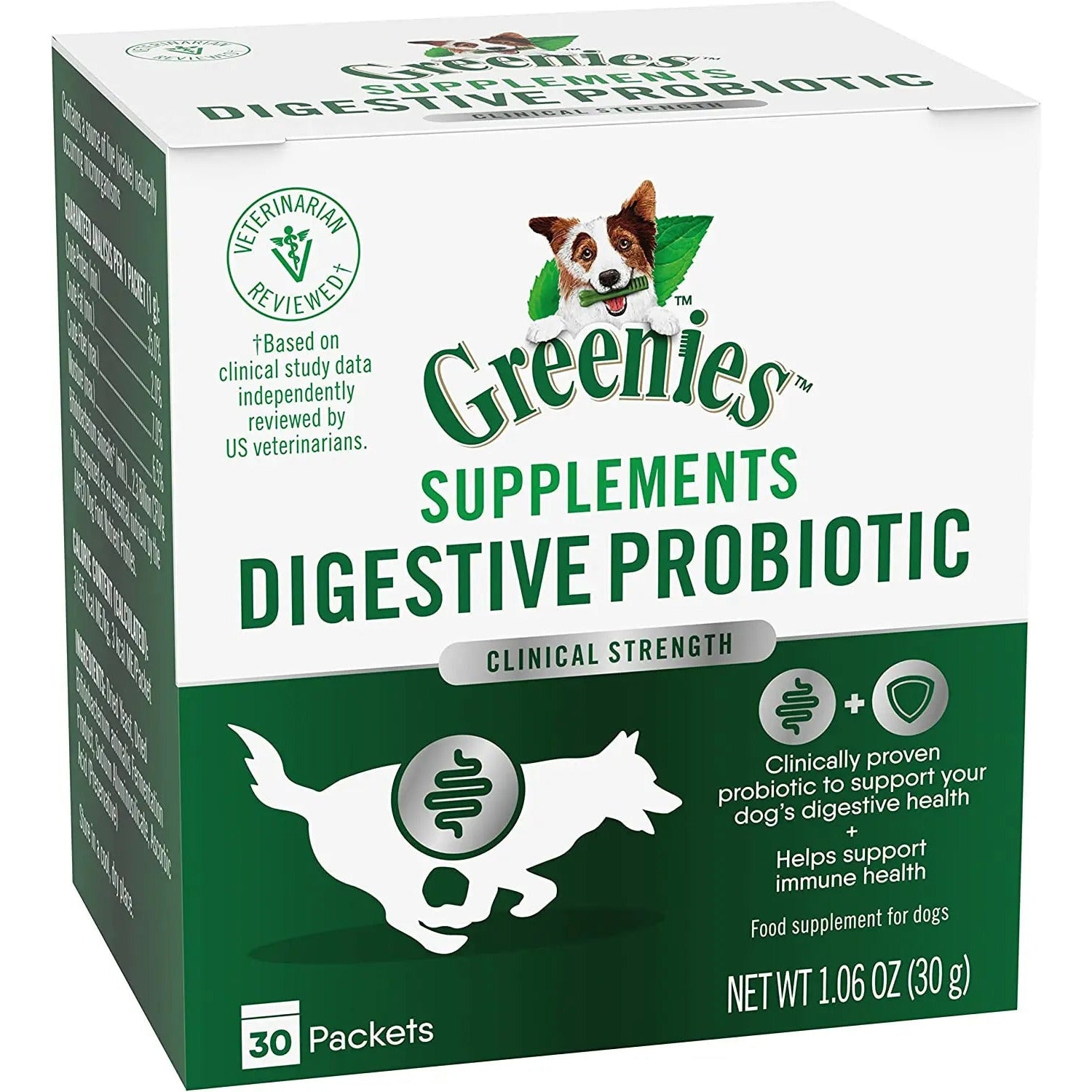 GREENIES High - Potency Digestive Probiotic Clinical - Strength Dietary Supplement for Dogs in 30 - Packet Pack