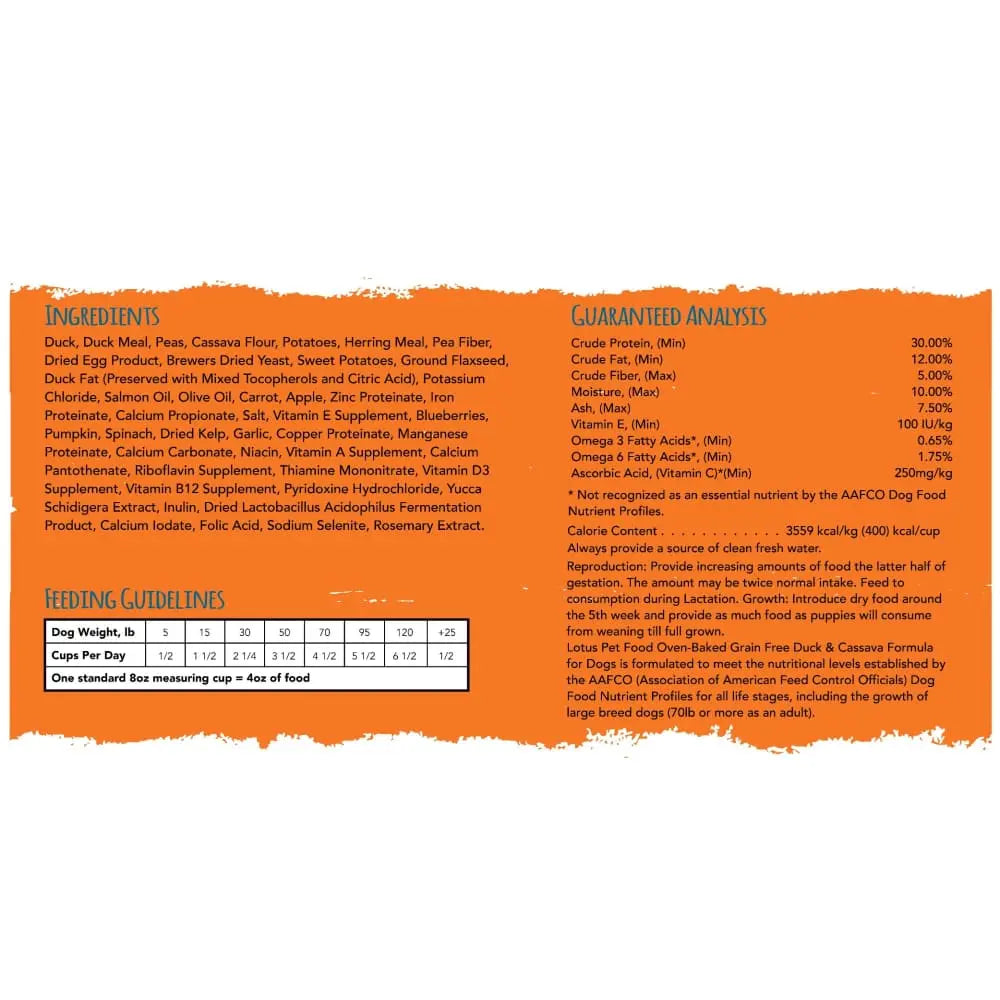 Lotus Grain-Free Oven-Baked Duck & Cassava Dry Dog Food Bites