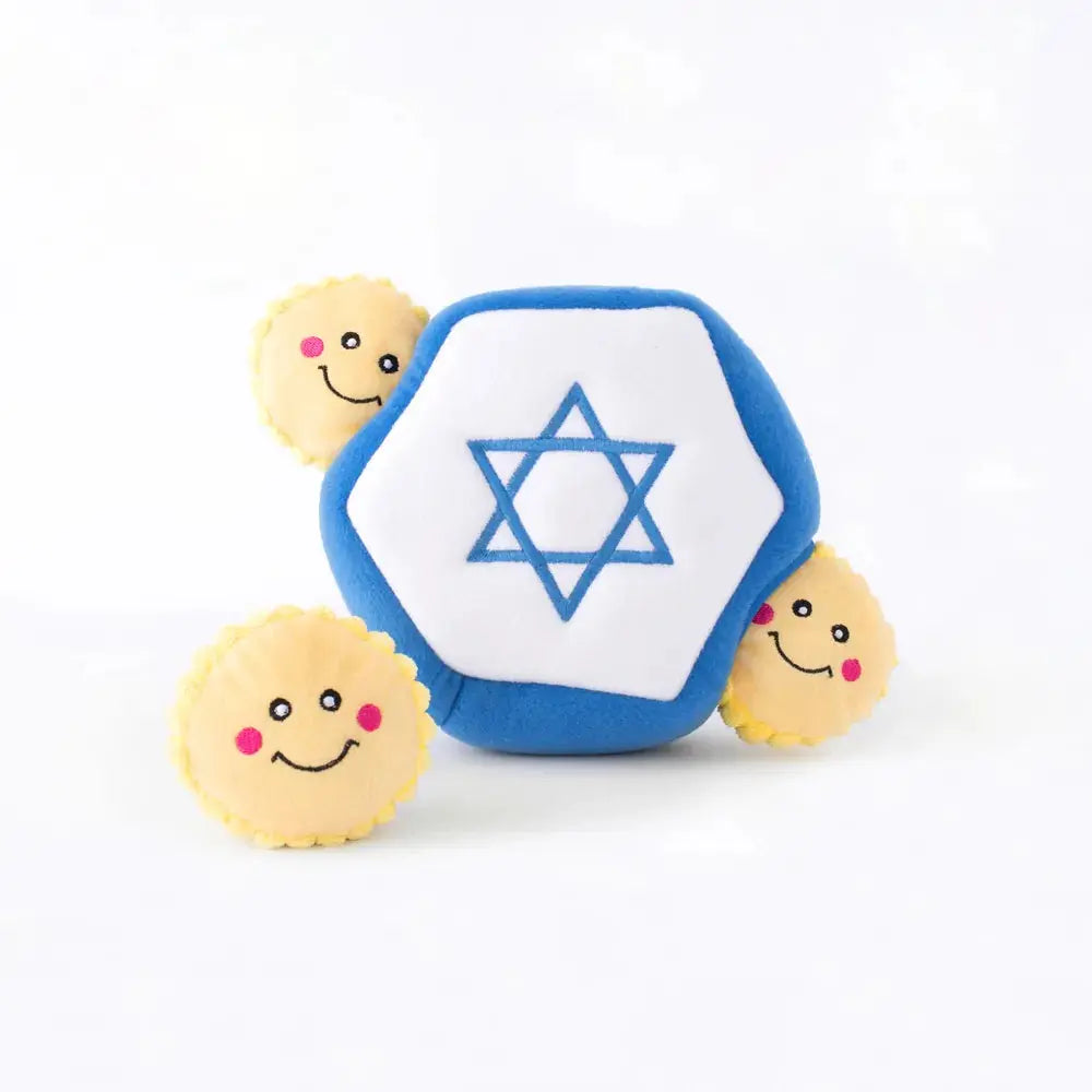 Zippy Paws Interactive Hanukkah-themed Zippy Burrow Star of David Dog Chew Toys for Playful Dogs
