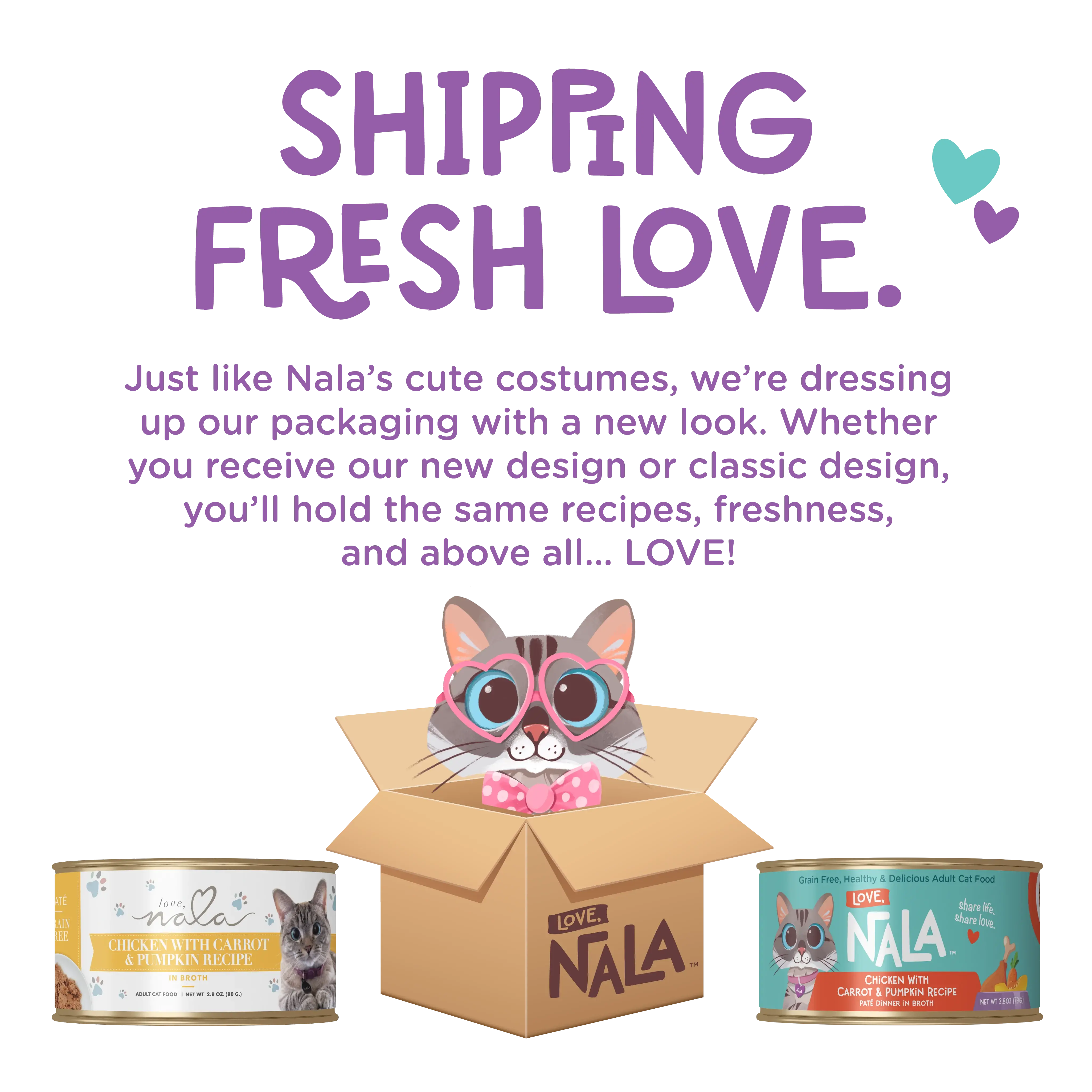 Love, Nala Premium Flaked Chicken with Pumpkin Recipe in Broth Wet Cat Food - 2.8oz Cans, Case of 12
