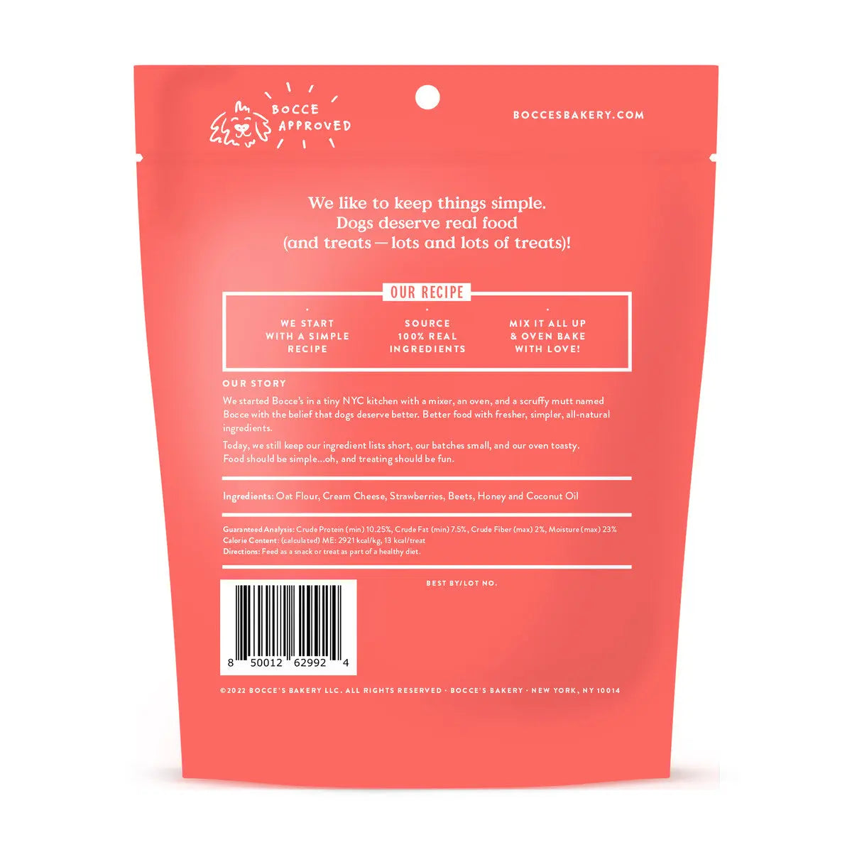 Bocce's Bakery All - Natural Strawberry - Flavored Crunchy Dog Biscuit Treats