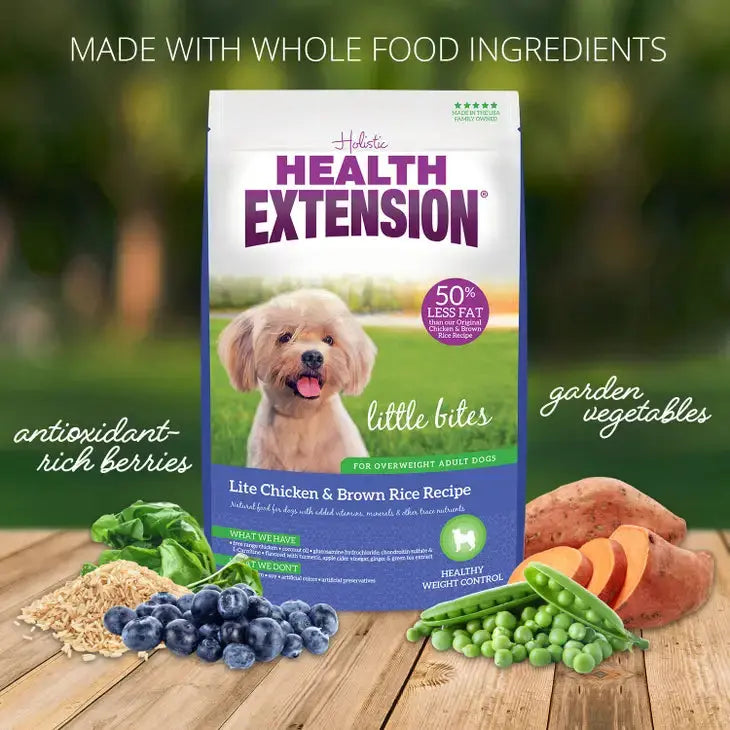 Health Extension Small Bites Lite Chicken and Brown Rice Formula Dry Dog Food for Overweight, Spayed, Neutered or Senior Dogs