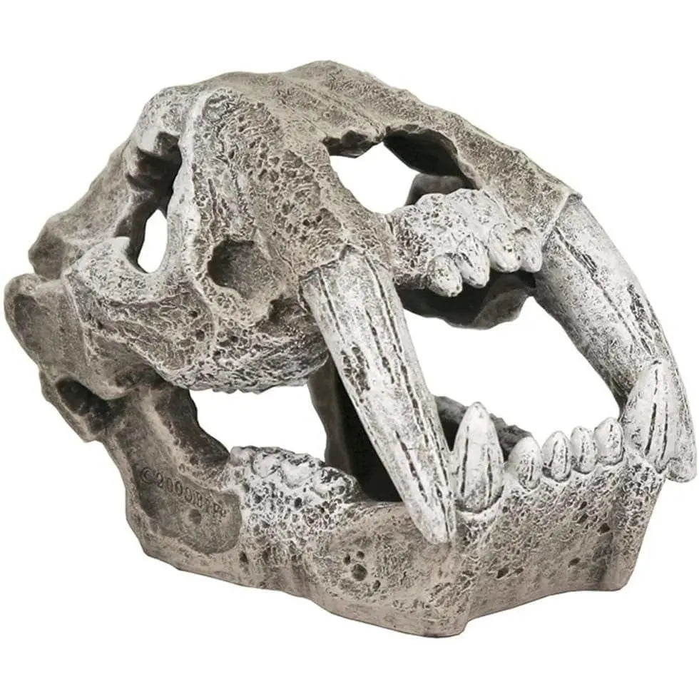Blue Ribbon Small-sized Saber Tooth Skull Ornament for Aquariums