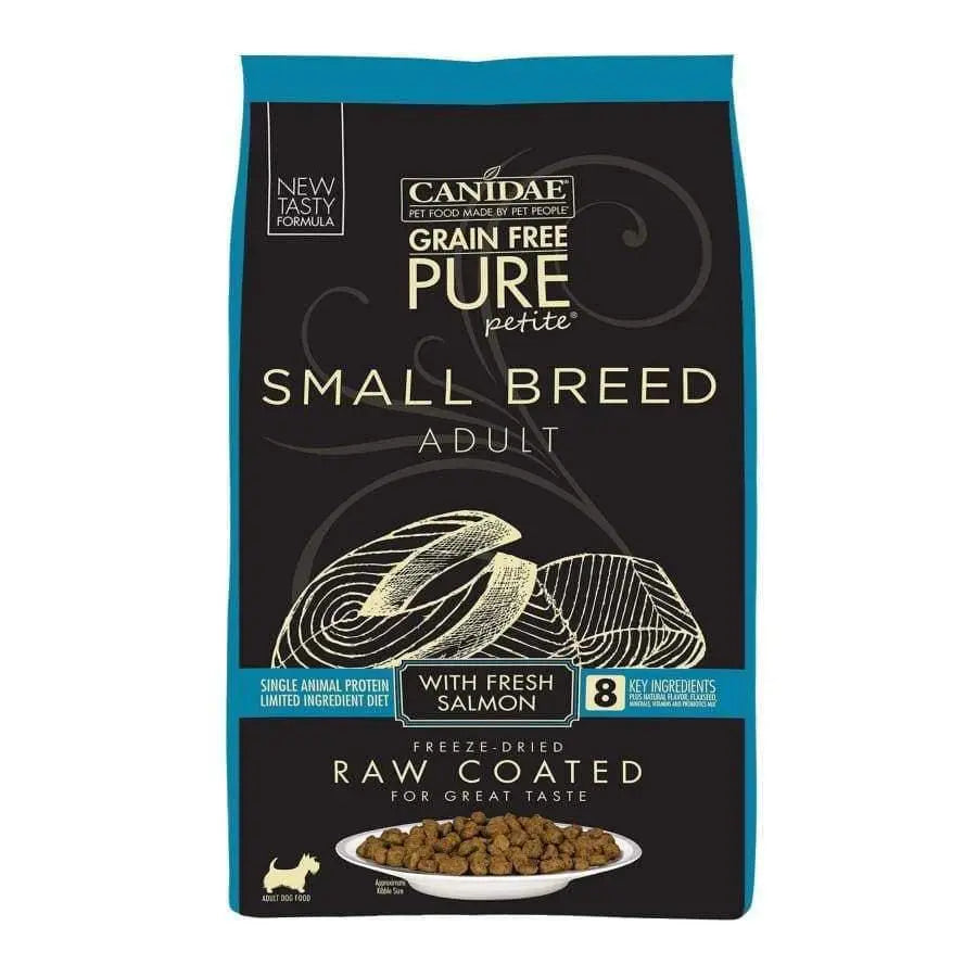 CANIDAE PURE Grain-Free Dry Dog Food for Small Breed Adult Dogs, Raw Coated with Freeze-Dried Salmon
