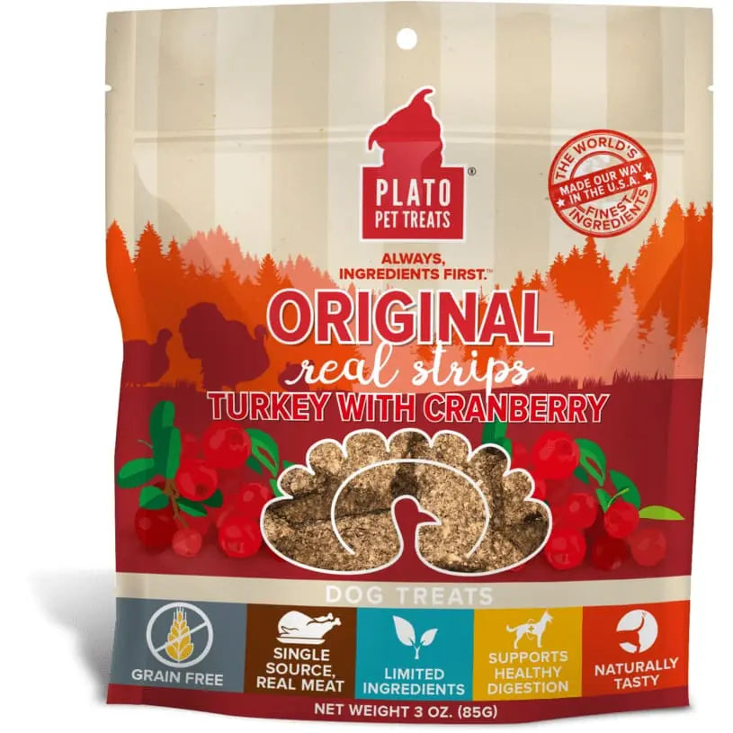 Plato Authentic Turkey & Cranberry Real Strips for Pets