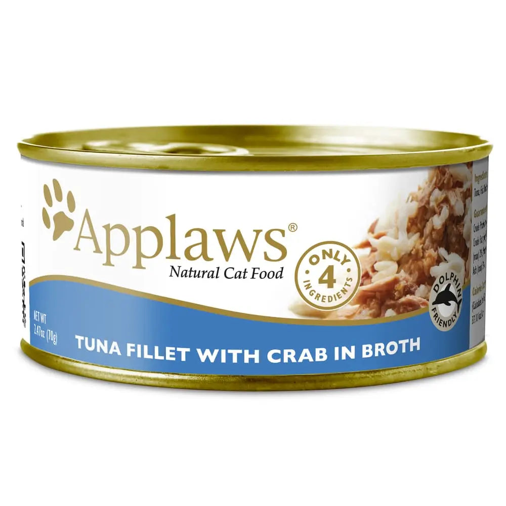 Applaws 2.47oz Cans (24/cs) of Natural Wet Cat Food with Tuna Fillet and Crab in Broth