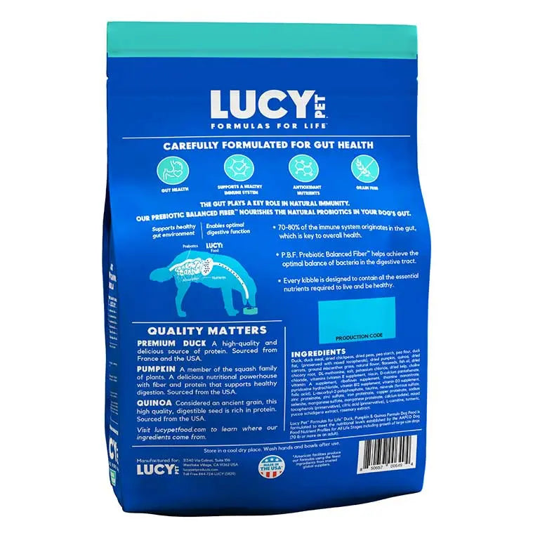 Lucy Pet's Premium L.I.D. Grain-Free Dry Dog Food with Duck, Pumpkin & Quinoa