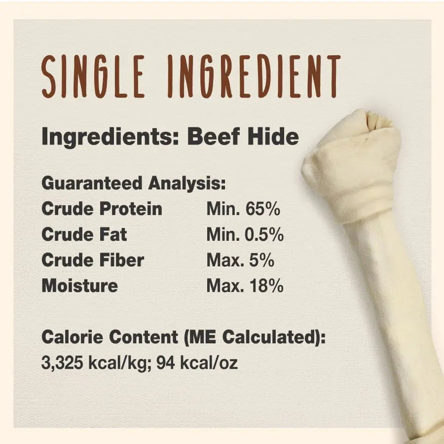 Original Cadet Premium Beef Hide Knotted Dog Chews in the Shape of a Knotted Bone