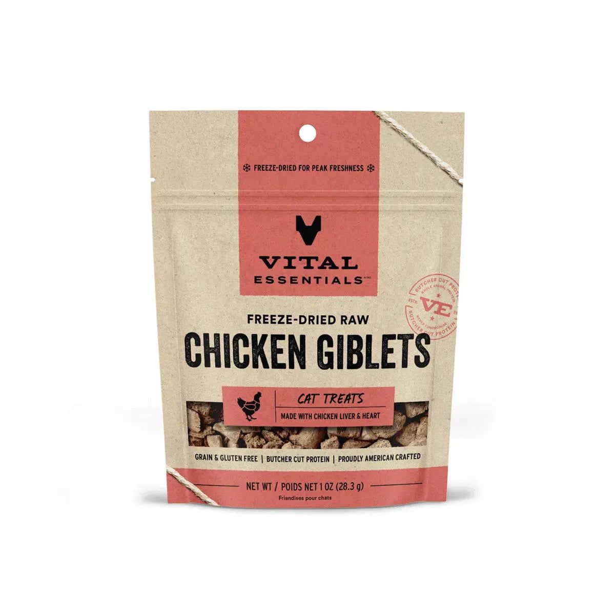 Vital Essentials® Premium Freeze-Dried Chicken Giblets Treats for Cats, 1 Ounce Package