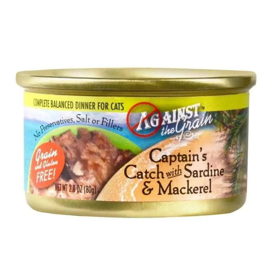 Against the Grain 2.8-oz Captain's Catch Sardine & Mackerel Cat Dinner, Case of 24