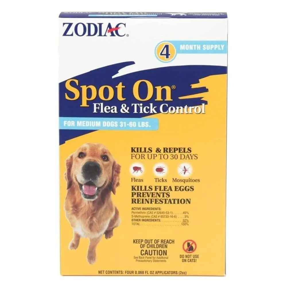 Zodiac Single-Use Flea, Tick, and Mosquito Spot-On Treatment for Medium-Sized Dogs (31 - 60 lb)