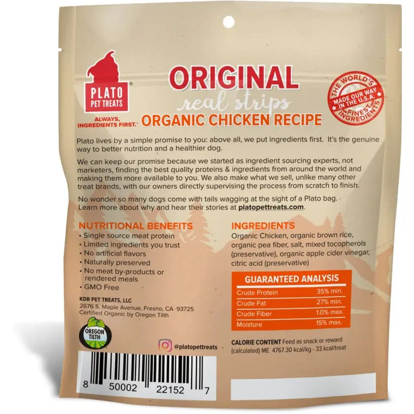 Organic Real Chicken Strips - Plato's Original Dog Treats