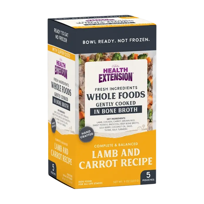Health Extension Premium Gently Cooked Dog Food Pouches with Lamb & Carrot Recipe, 9 Ounces