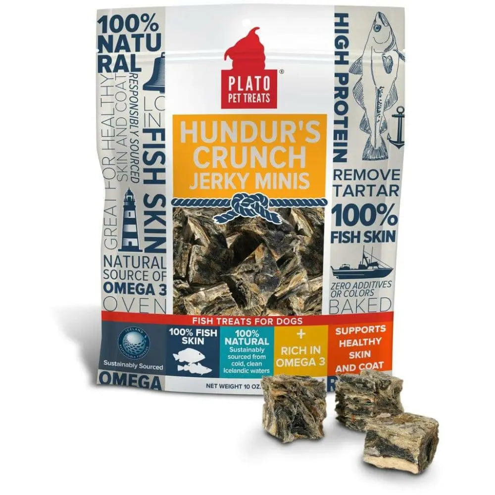 Plato Hundur's Mini Crunchy Fish Skin Jerky for Optimal Pet Health