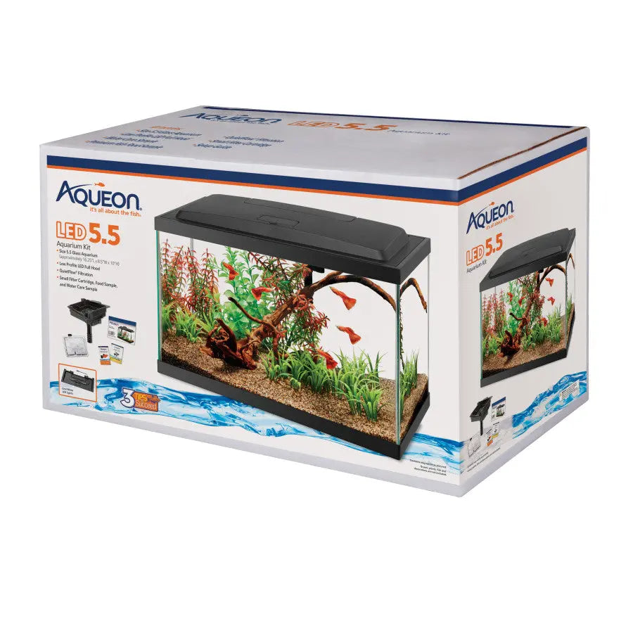 Aqueon 5.5 - gallon Glass Aquarium Starter Kit Featuring Energy - saving LED Lighting for Both Novice and Experienced Fish Keepers
