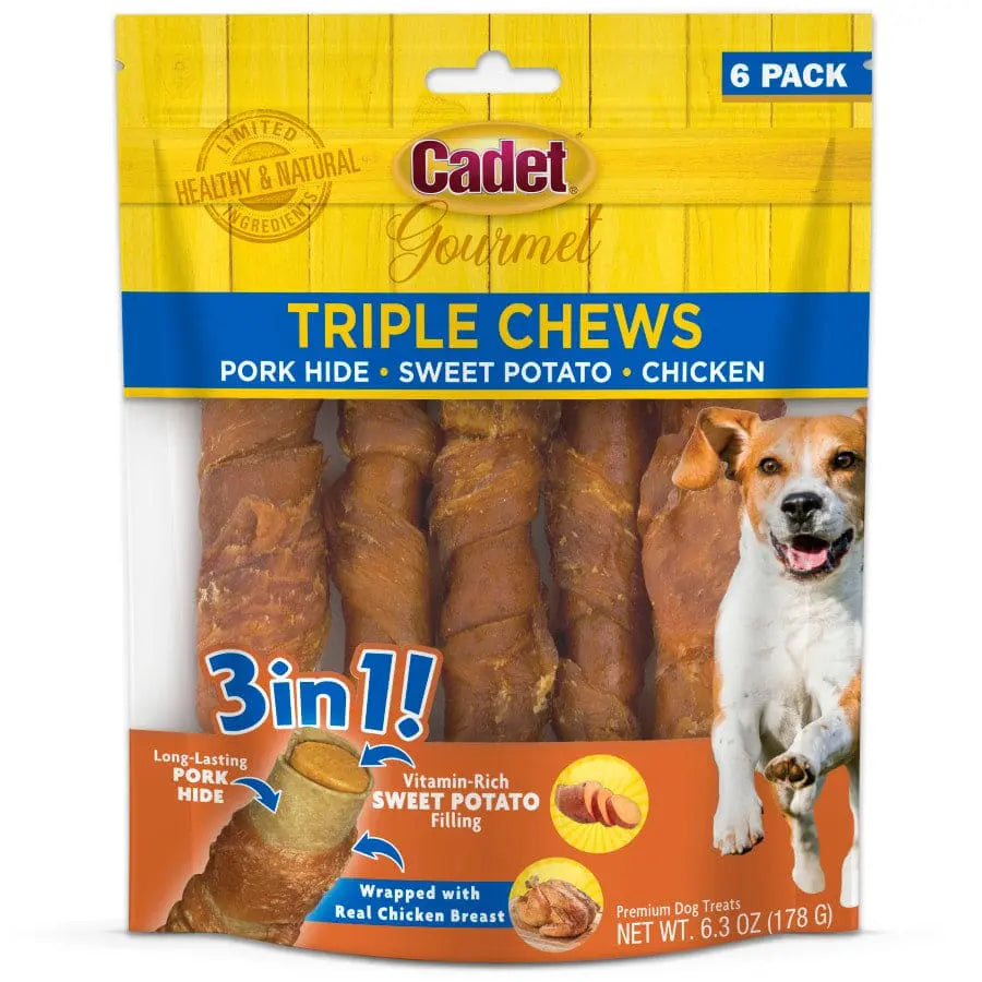Cadet Gourmet Premium Triple - Flavored Pork Hide Twists Dog Treats