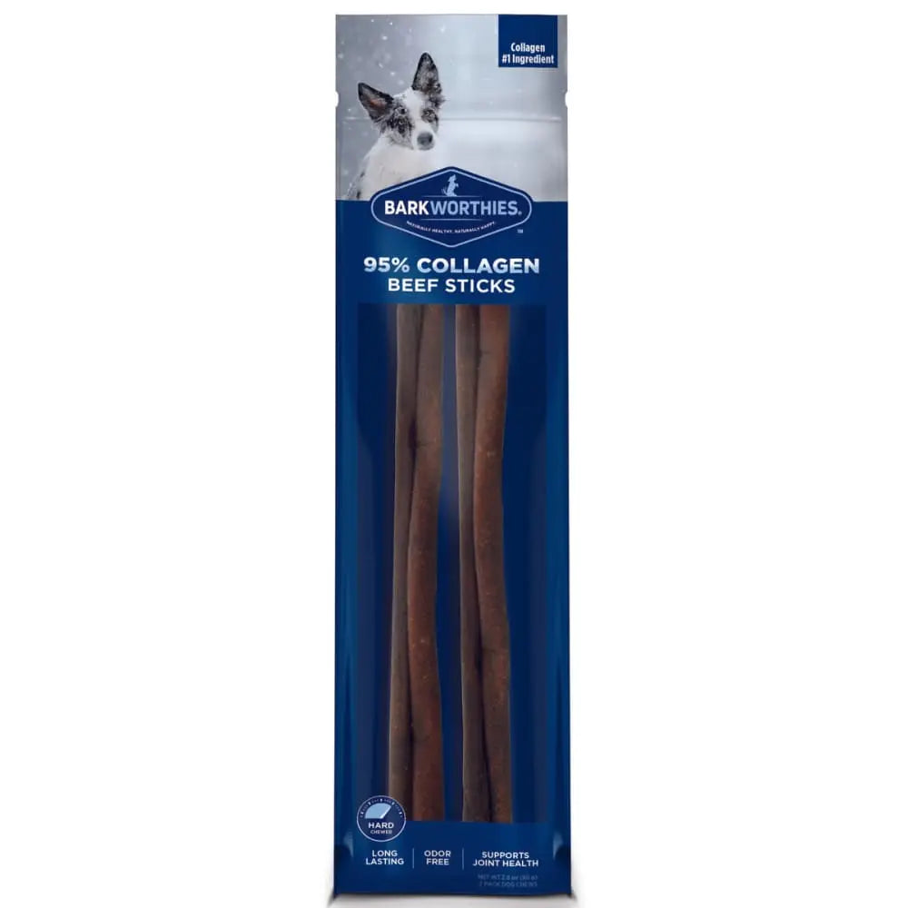 Barkworthies 12 2-Pack Plain Collagen Beef Sticks for Dogs