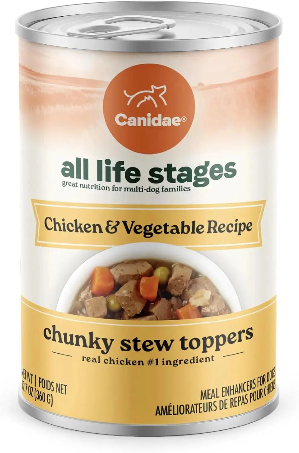 CANIDAE Premium All Life Stages Chunky Stew Toppers Wet Dog Food - Pack of 6 Cans, Each 12.7 Ounces